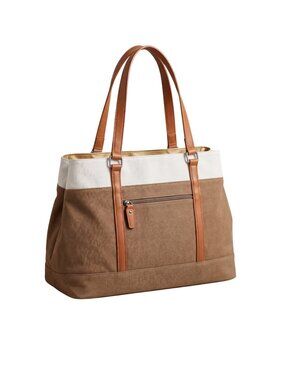 NWOT | Canvas Two-Tone Laptop Tote Bag with Padded Compartment